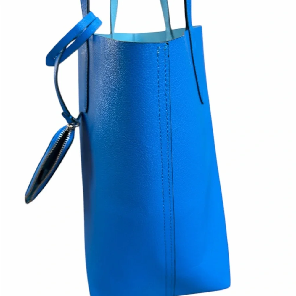 kate spade cobalt blue leather tote with hanging pouch